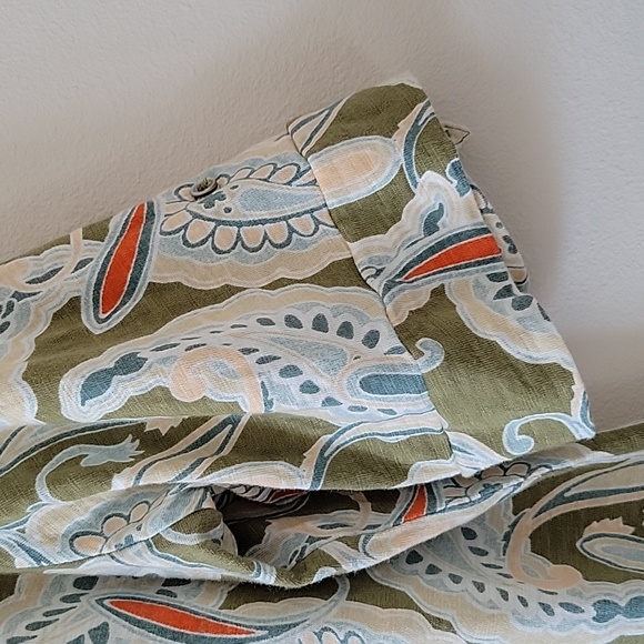 Chico's Sage Green Paisley Cotton Slub Knit Henley Elbow Sleeve Tee Size XL - Picture 3 of 8